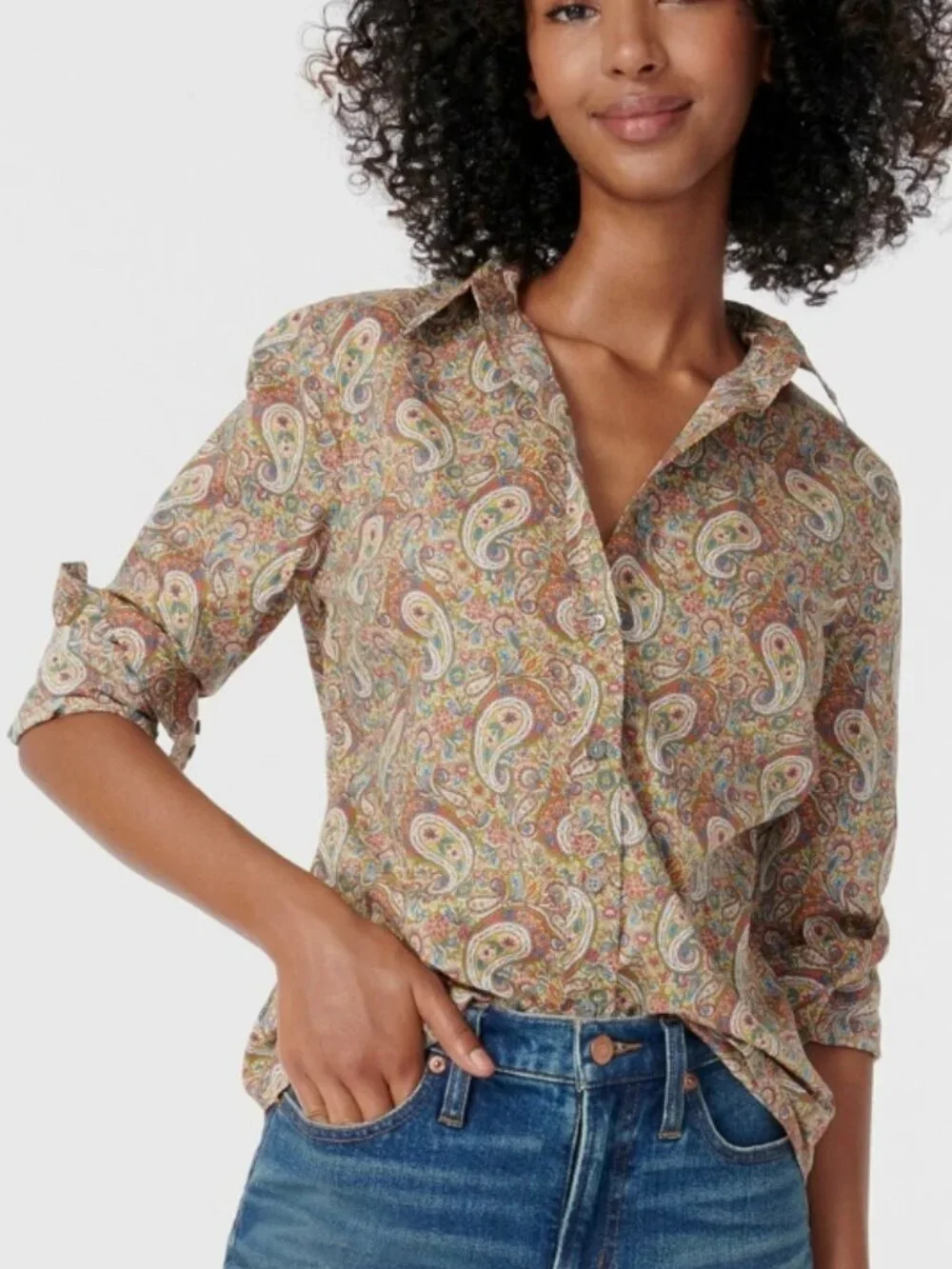 J. Crew Slim Perfect Shirt in Liberty Lee Manor Paisley - Size 8